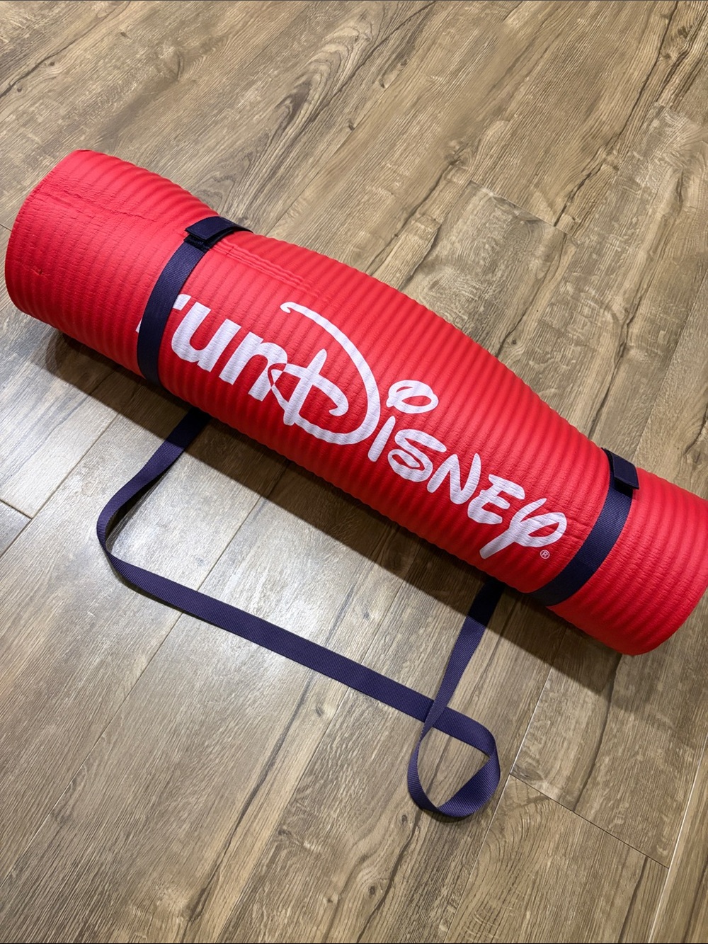 RunDisney Echelon Red Yoga Mat with Purple Carry Yoga Strap